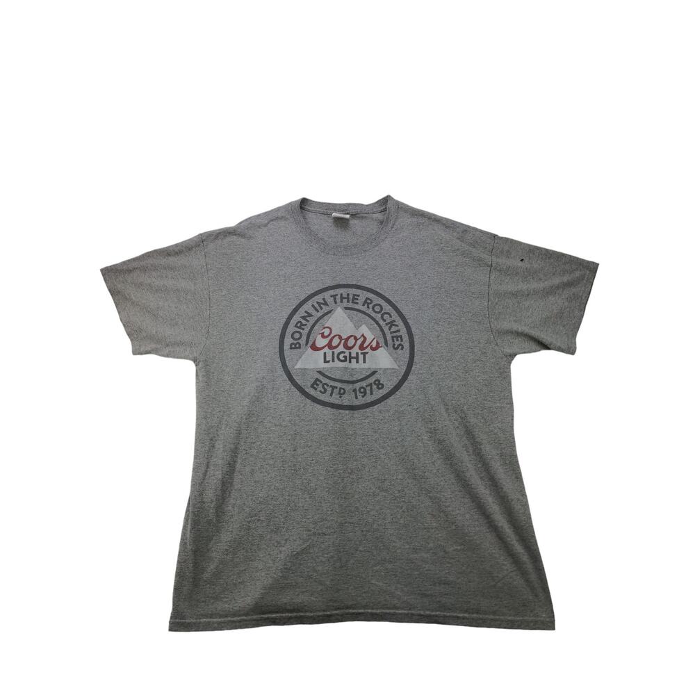 Coors Light Born in the Rockies T Shirt Size XL Gray Jerzees Heavyweight Blend